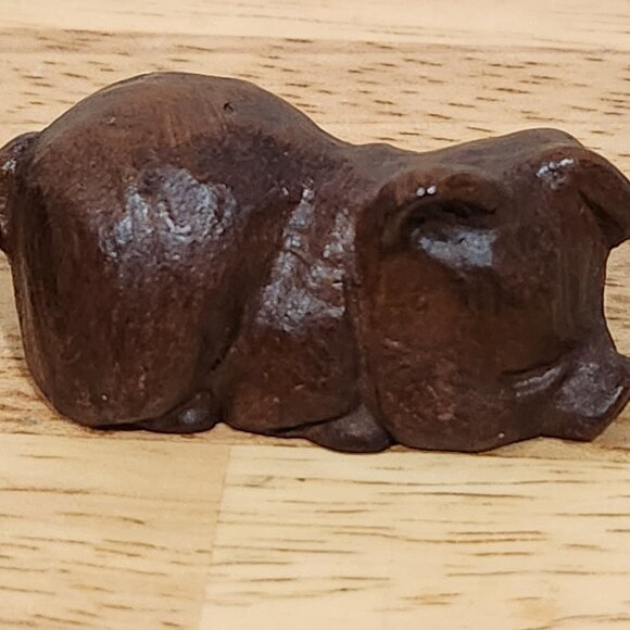 Vintage Mama Pig & Piglets Red Mill Mfg. Carved Handcrafted Brown Pecan Shell - Picture 8 of 9
